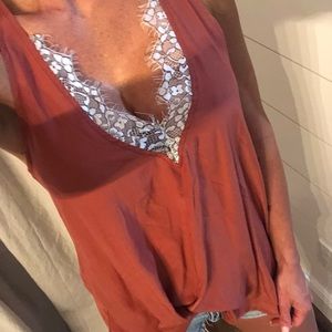 Sexy silky and lace tank